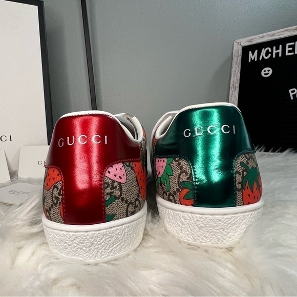 Authentic Gucci Ace Strawberry Sneakers sz 36.5 NIB - Picture 13 of 17